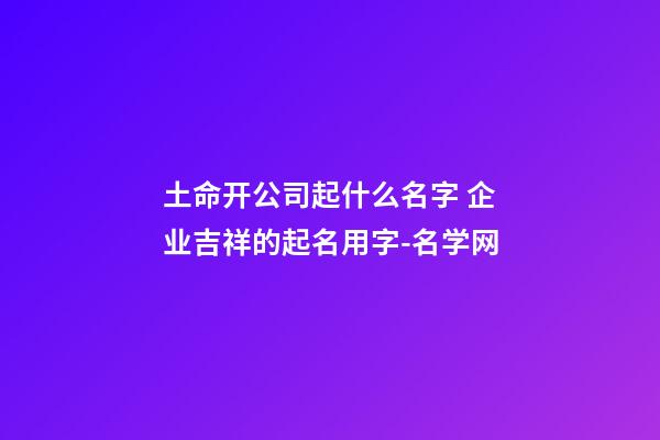 土命开公司起什么名字 企业吉祥的起名用字-名学网-第1张-公司起名-玄机派